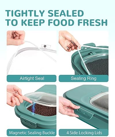 20-23 Lbs Dog Food Storage Container - Collapsible Dog Food Container with Attachable Casters and Scoop,Travel Silicone Bowl, Pet Food Storage Containers to Keep Dry Food Fresh,Easy to Move