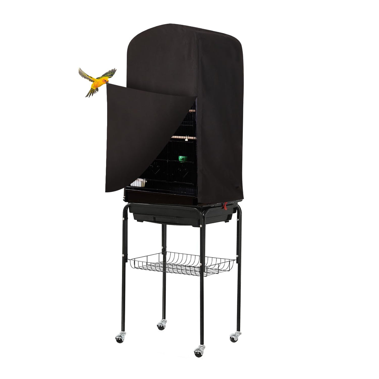 Colorday Good Night Bird Cage Cover for Large Bird Cage with Play Top (Patent Pending) (Black, 64")