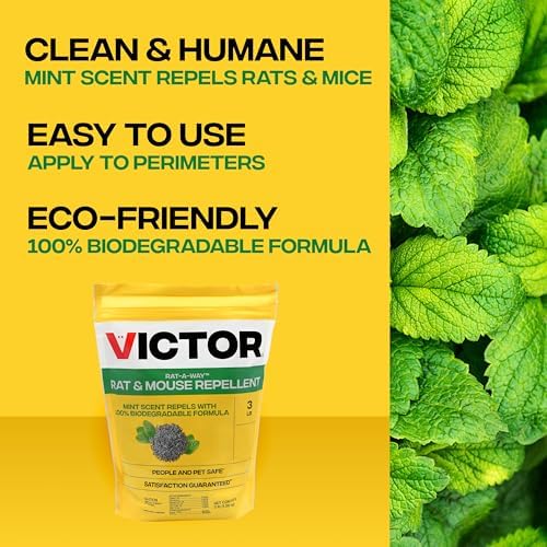 Victor Rat-A-Way Rat & Mouse Repellent Peppermint Oil Biodegradable Pellets Natural Rodent Repeller for Rats and Mice Indoor or Outdoor use 3lb M807