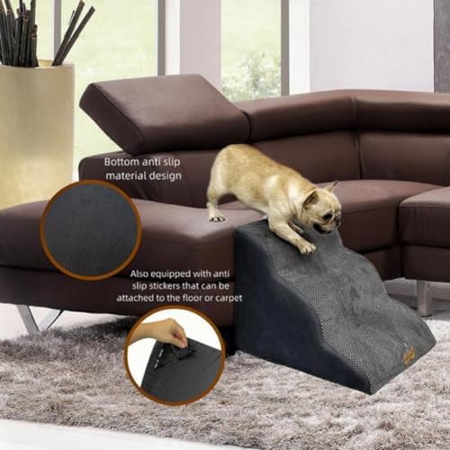 Dog Stairs to high beds, 3-step dog stairs for dogs to get on bed couch high 16"-20 inch, dog pet stairs for small large dogs cats climbing to bed, Non-Slip balanced doggy Grey (23.7*15.8*15.8 IN 33D)