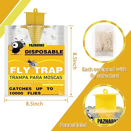 Fly Traps Outdoor Fly Traps Bag Fly Catchers Outdoors Upgraded 40g Bait. Stable Horse Ranch Fly Trap. Disposable Fly Traps Outdoor Hanging Fly Killer 4 PCs…