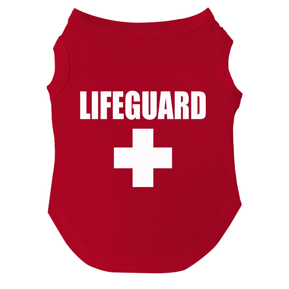 Lifeguard Dog Tee Shirt | Sleeveless | Sizes for Puppies, Toys and Large Breeds (53 Red, Small)