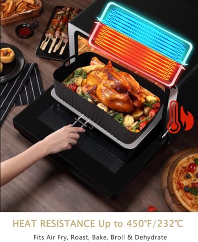 Air Fryer Silicone Liners for Ninja FG551/DG551 Foodi Smart XL 6-in-1 Grill, Rectangle Reusable Airfryer Pot Basket Insert Replacement Tray | Non-stick | Easy Cleaning | Food-Grade Safe | Gray