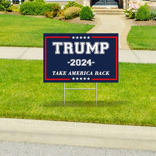 Trump Yard Signs 2024, 24x18In Trump Yard Signs Double-Sided Take America Back Foldable Campaign Signs With H-Stakes Placard Voted For Trump Triggering Outdoor Garden Lawn Parade Handheld Rally Decor