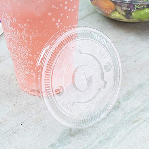 Karat C-KCL1045 PET Flat Lid, Fits 32 oz 104.5mm Diameter PP/Paper Cold Cup (Pack of 600)