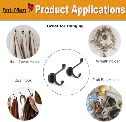 Ant Mag Magnetic Hooks Heavy Duty 140lbs Neodymium Magnet Wall Hooks for Hanging Coats Robes Backpacks Bags Hats Keys Mugs Cups Towels