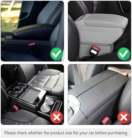 Upgraded Car Center Console Cover,Microfiber Leather Car Armrest Cover Cushion with 2 Storage Bags,Universal Car Armrest Storage Box Car Interior Accessories for Most Vehicles (Black)