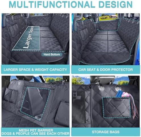 Truck Back Seat Extender for Dogs with Mesh Window,Sturdy Dog Car Seat Cover for Backseat with Door Protector,Waterproof Dog Hammock for Car Rear Seat Protector Fit Chevrolet,Silverado,RAM,GMC Trucks