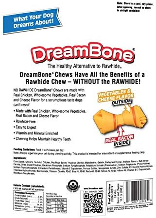 DreamBone Mini Chews, Made with Real Bacon and Cheese Flavor, Rawhide Free Dog Chews, 24 Count