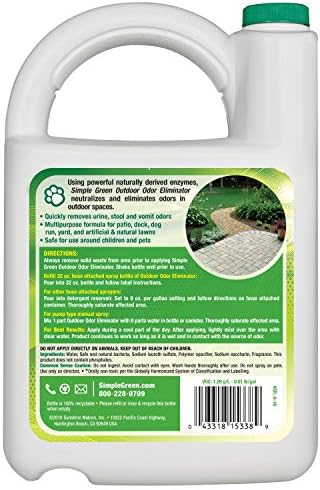 Simple Green Outdoor Odor Eliminator for Pets, Dogs, 1 gallon Refill - Ideal for Artificial Lawns & Patio, Milky White