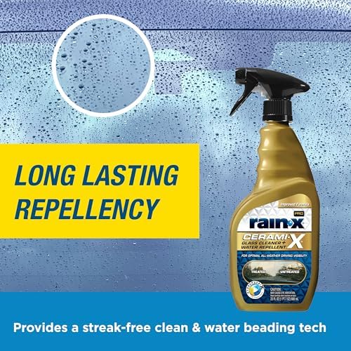 Rain-X 630177SRP Cerami-X Glass Cleaner + Water Repellent, 23oz - Cleaning Effectively While Remaining Streak Free, Protecting Against Contaminants and Stains