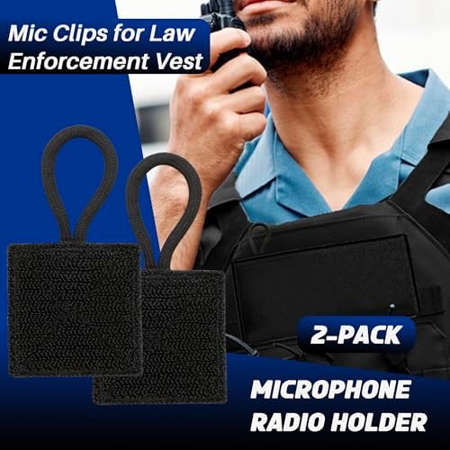 2 Pack Mic Clips for Law Enforcement, Black Radio Mic Holders, Mic Clips for Law Enforcement Vest, Essential Law Enforcement Accessories