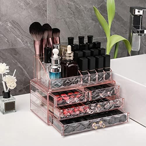 ZHIAI Stackable cosmetic organizer with drawers, easy to organize cosmetic products accessories Suitable for vanity, toilet, bathroom and bedroom organization and storage