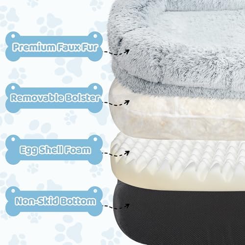 Human Dog Bed for Adults, 40 x 10 x 71 Long Human Size Dog Bed, Removable Cover, Orthopedic Design, Light Grey