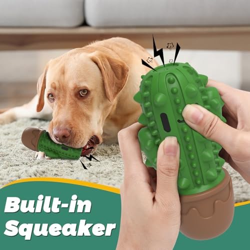 Dog Toys for Aggressive Chewers,Durable Dog Chew Toys for Medium Large Dogs Beef Favor,Cactus Dog Toothbrush Teeth Cleaning Toy Dog Toys to Keep Them Busy Christmas Birthday Gifts