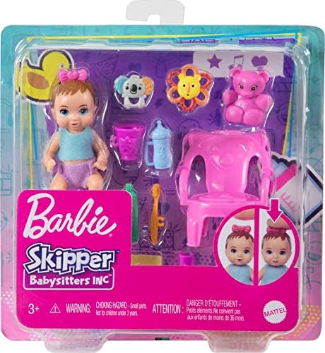 Barbie Skipper Babysitters Inc Baby Small Doll & Accessories, First Tooth Playset with Appearing & Disappearing Tooth