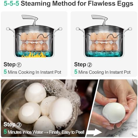 GSlife Egg Steamer Rack - Stackable Instant Pot Egg Rack with Heat Resistant Silicon Handles, Cook 18 Eggs, Stainless Steel Egg Steaming Rack for 6, 8 Qt Pressure Cooker Accessories, Kitchen Steam Rack, 2 Pack