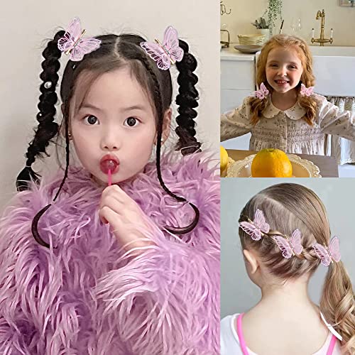 NAISIER Butterfly Hair Clips 15 Pieces 2.6 inch Lace Embroidery Flower Butterfly Hair Pins Hair Accessories for Halloween Cosplay Women Girls Hawaii Hair Clips.(Pink, 15 PCS)