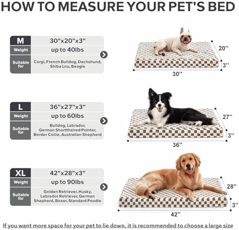 JOEJOY Dog Bed for Medium Dogs, Large Orthopedic Dog Bed with Removable Washable Cover, Cute Modern Plush & Memory Egg Crate Foam Dog Bed, 30 x 20 inch, Brown