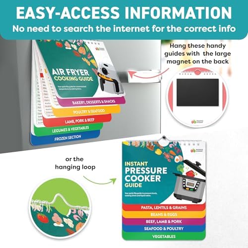 Air Fryer & Instant Pot Magnetic Cooking Guides - 7" x 6" Each - Set of 2 Instant Pot Air Fryer Accessories Cook Books - Airfryer Kitchen Accessories & Kitchen Gadgets 2025