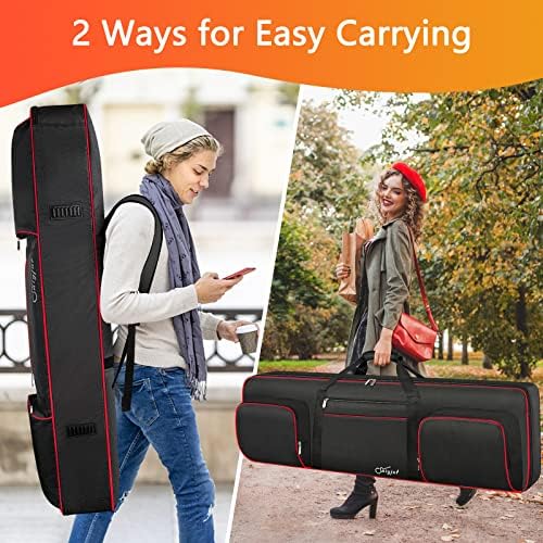 SNIGJAT 76 Key Keyboard Case Soft (Interior: 48.4"x 18"x6.1"), Padded Piano Case with Handle and Adjustable Shoulder Straps, Keyboard Gig Bag with 3 Pockets for Instrument Parts and Accessories