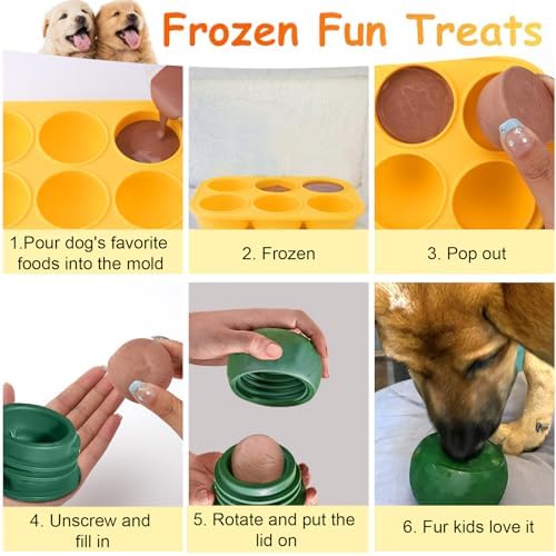 BABORUI 6 Cavities Dog Treat Molds for Woof Pupsicle & Power Chewer Pupsicle XLarge 75lbs Up, Reusable Frozen Dog Treat Molds Silicone for Making Ice Popsicle Snacks (XL)