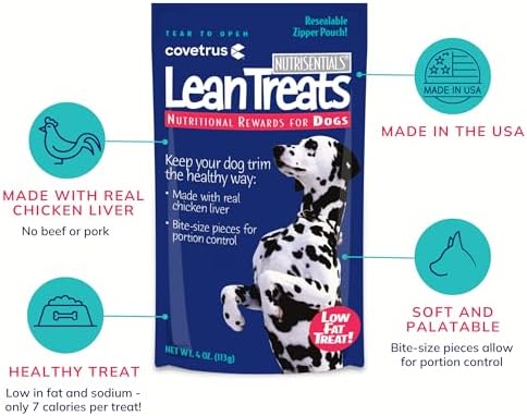 Nutrisential Lean Treats for Dogs - Soft Dog Treats for Small & Medium Dogs - Nutritional Low Fat Bite Size K9 Treats - Chicken Flavor - 12 Pack - 4oz