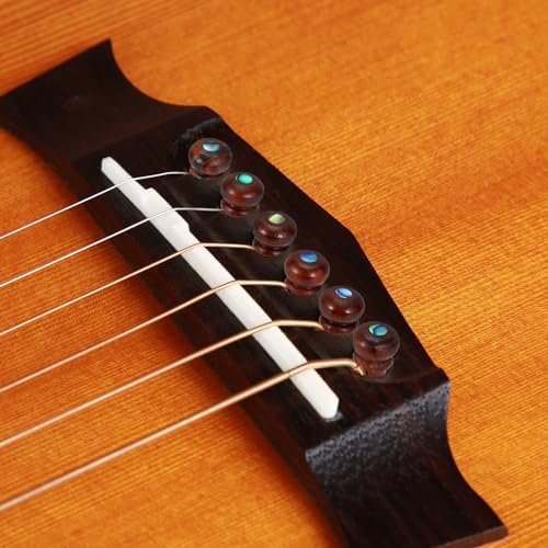 Blisstime 6pcs Rosewood Guitar Bridge Pins Inlaid Abalone Dot Acoustic Guitar Replacement Parts
