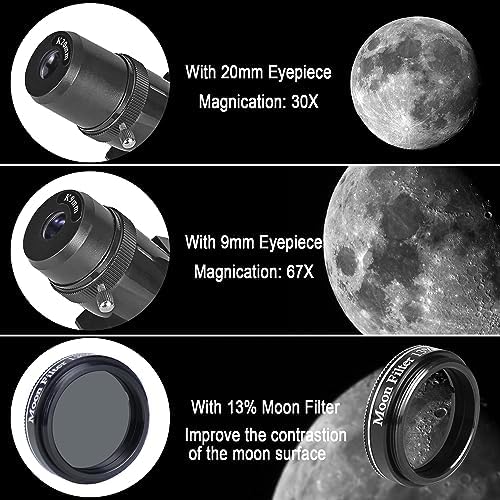 80x600mm AZ Telescope, Travel Telescopes for Adults Astronomy Beginners with 13 Pieces Telescope Accessories Kit