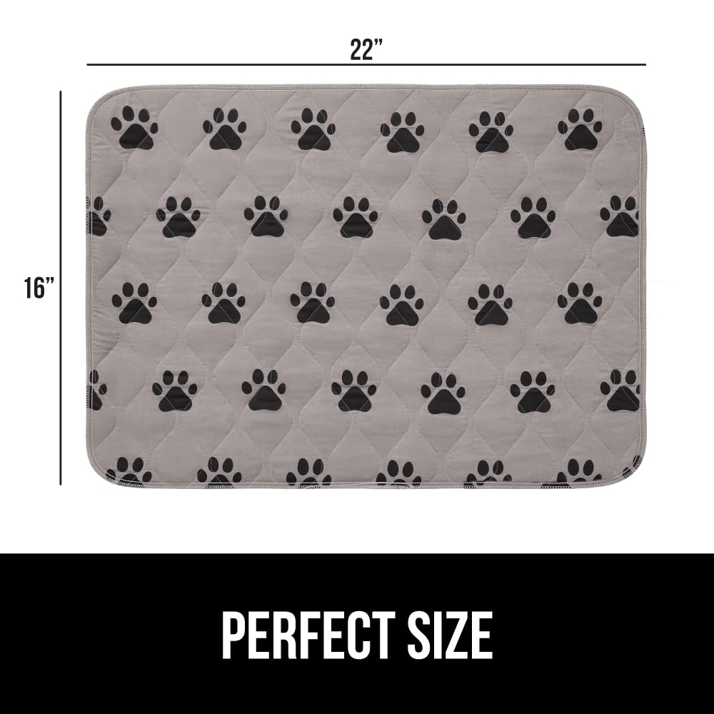 GORILLA GRIP Washable Puppy Pads, Slip Resistant Dog Crate Mat, Waterproof Cloth Pee Pad for Training Puppies in Playpen, Reusable Pet Incontinence Blanket, Protects Sofa, Furniture, 22x16 Pack of 2