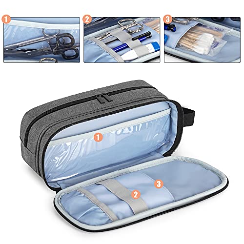 Trunab Stethoscope Carrying Case Hold 2 Stethoscopes or BP Cuffs, Compatible with 3M Littmann/MDF/ADC, Medical Case with Extra Pocket for Nurse Accessories, Essentials for Nurses, Doctors, Grey
