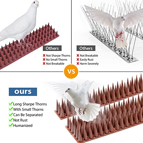 Bird Spikes, 20 Pack Bird Squirrel Raccoon Pigeon Cat Animal Deterrent Spikes for Outside Anti Bird Defender Spikes Outdoor to Keep Birds Away Brown