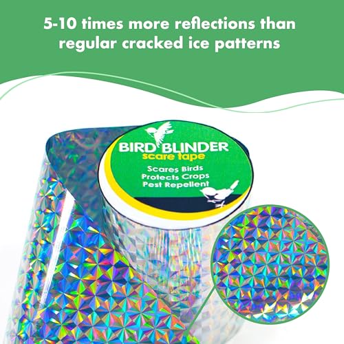 The Original Bird Repellent Scare Tape - Bird Deterrent Tape (Diamond) - Scare Birds Away - Geese, Pigeon, Duck, Woodpecker - 147 Feet x 2-Inch Deterrent - Bird Blinder