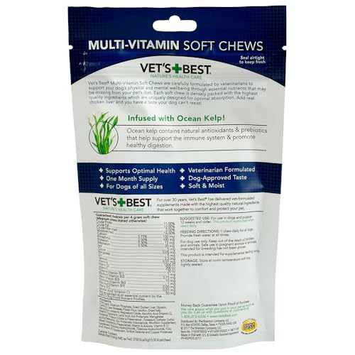 Vet's Best Multi-Vitamin Soft Chew Dog Supplements - Vitamins for Dogs - Supports Dogs Physical and Mental Health - 30 Day Supply