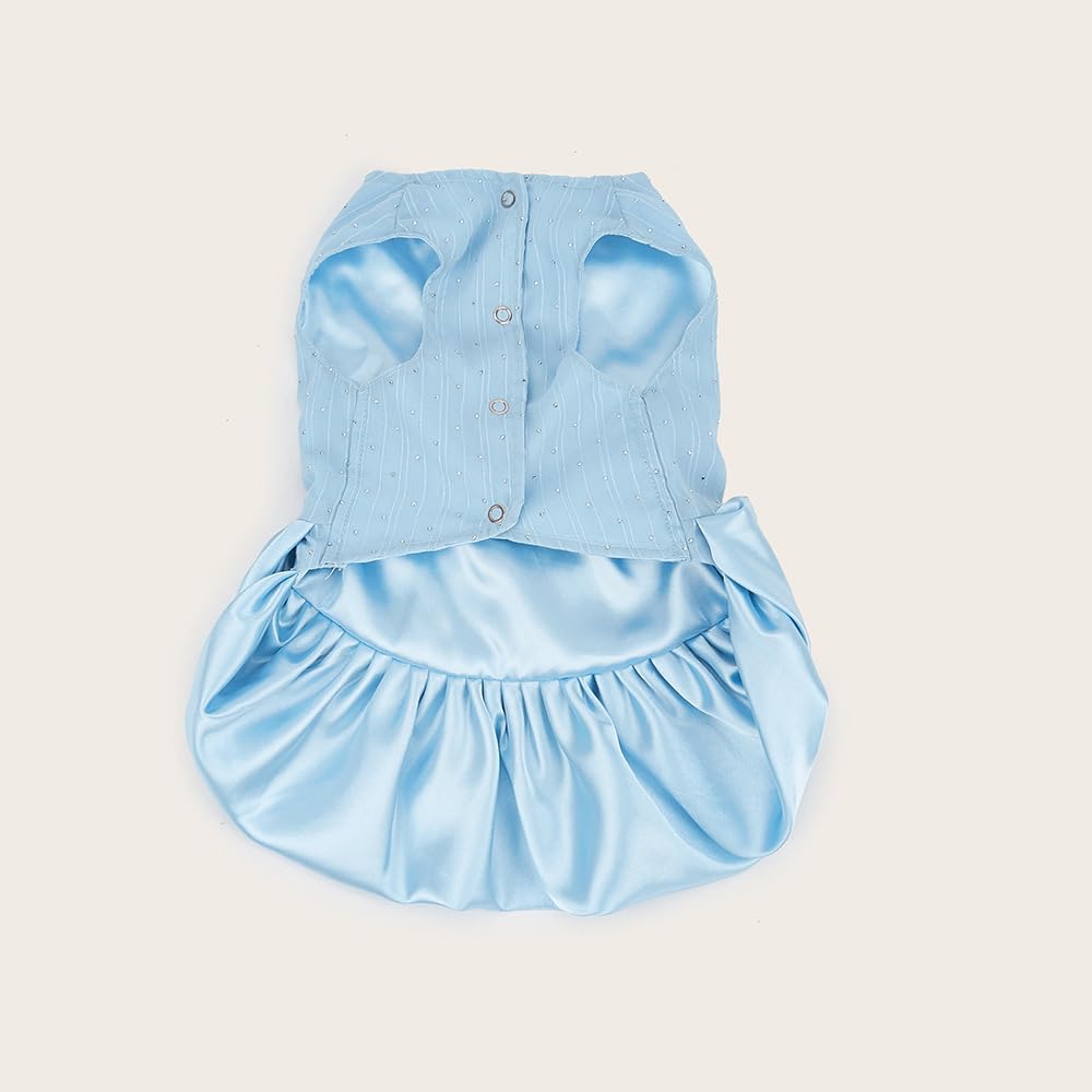 PawPleasure Dog Dress Pet Wedding Dress Princess Puppy Birthday Party Outfit Formal Apparel Girl for Small Medium Dogs Cats (Light Blue, Large)