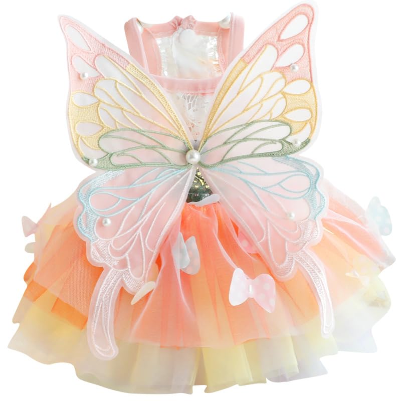 Dog Princess Dresses for Small Dogs Lolita Clothes Butterfly Costume Pet Girl Cute Coat Outfits Summer Costumes Puppy Handmade Skirt Cat Spring (XL,Butterfly)