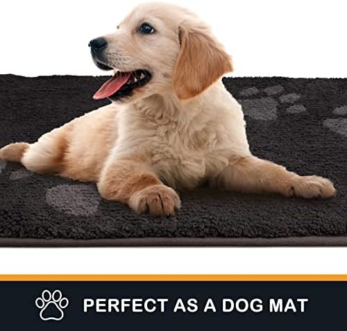 PURRUGS Dirt Trapper Door Mat 24" x 35.5", Non-Skid/Slip Machine Washable Microfiber Entrance Rug, Shoes Scraper, Dog Doormat, Super Absorbent Floor Mat for Muddy Wet Shoes and Paws, Charcoal
