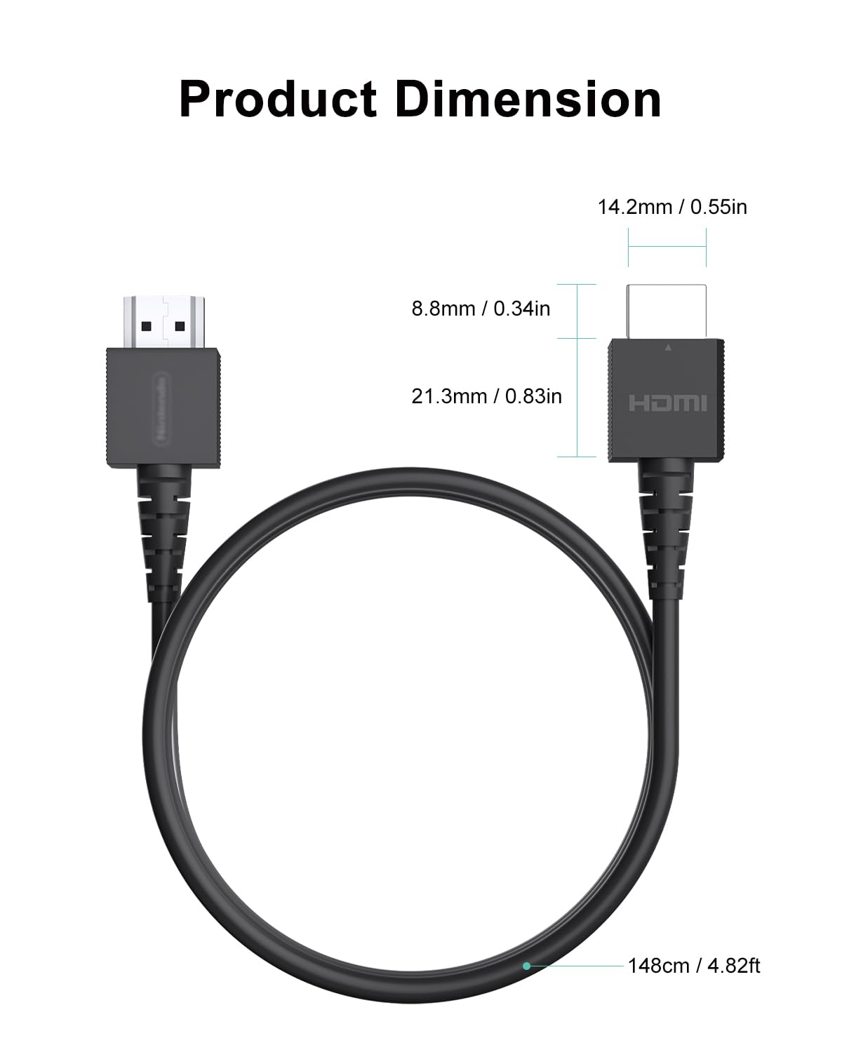 HDMI Cable Compatible with Nintendo Switch and Switch OLED/Wii U/NES Classic Edition/Super NES Classic Edition/N64, Switch HDTV Cord for TV, Original Switch HDMI-Cable, 5ft, Black