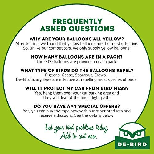 De-Bird Balloon Bird Repellent,3-Pk Fast and Effective Solution to Pest Problems, Scare Eyes Balloon to Scare Birds Away from Pool and Garden Crops