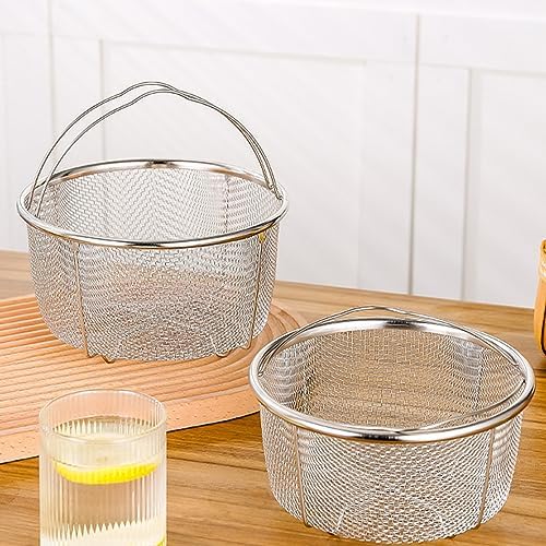 Mesh Steaming Basket, Steamer Basket for Instant Pot Accessories Stainless Steel with Comfortable Folding Handles Heat Resistant Steaming Basket for Cooking Kitchen 11cm*3.9in (20CM/7.9in)