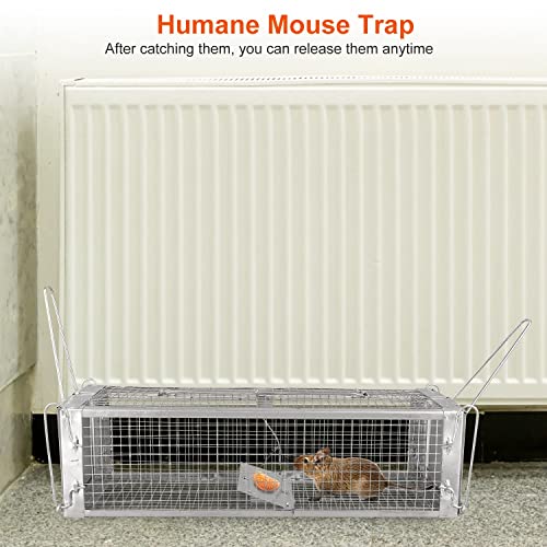 KOCASO Humane Rat Trap, Large 2-Door Mouse Trap That Work for Indoor Home and Outdoor, Catch and Release Live Animal Trap Cage for Squirrel Mice Gopher Vole Chipmunk Raccoon Rodent Rabbit Groundhog
