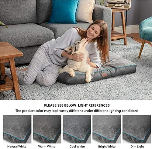 Bedsure Waterproof Dog Beds for Extra Large Dogs - 4 Inch Thicken Up to 100lbs XL Pet Mat Pillows with Removable Washable Cover, Grey