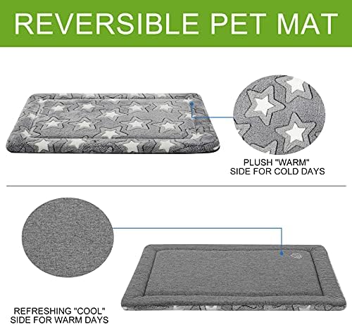 EMPSIGN Dog Bed Mat Dog Crate Pad Reversible (Cool & Warm), Machine Washable Dog Crate Mat, Kennel Pad for Dog Sleeping Mattress for Large Medium Small Dogs, Grey