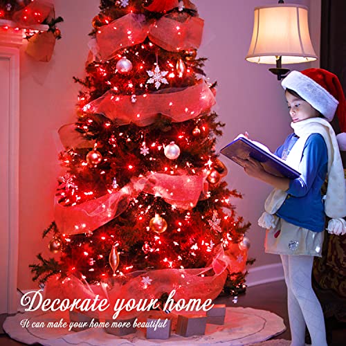 JMEXSUSS Red Halloween Decor String Lights Outdoor Indoor, 66ft 200 LED Red Christmas Lights Clear Wire, 8 Modes Red Halloween Twinkle Fairy Lights Plug in for Halloween Tree Room Party Decorations