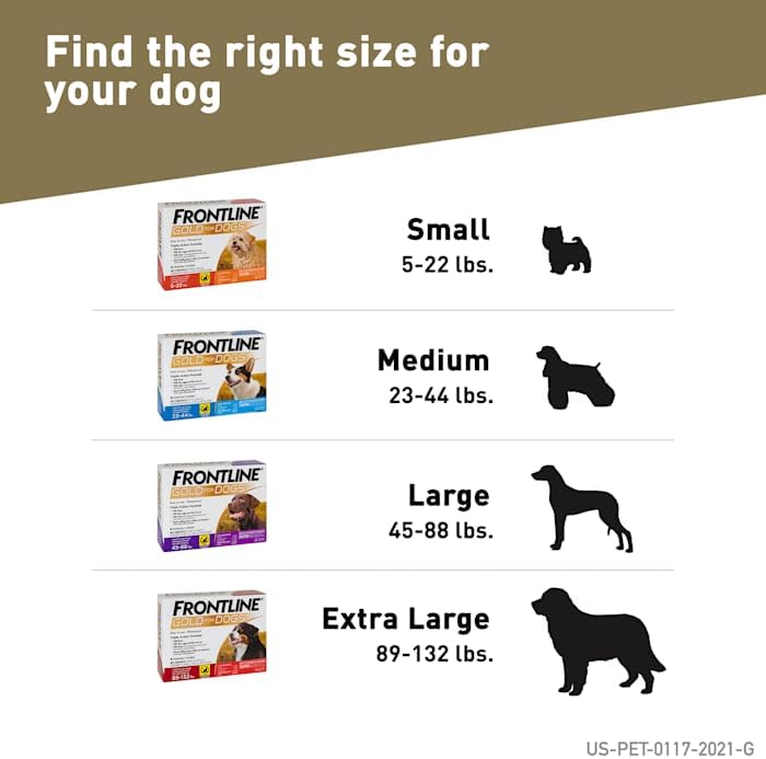 FRONTLINE Gold Flea & Tick Treatment for Large Dogs Up to 45 to 88 lbs., Pack of 6