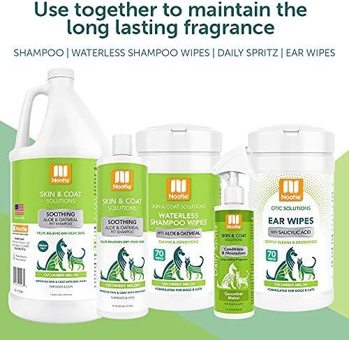 Nootie Aloe&Oatmeal Pet Shampoo for Sensitive Skin-Long lasting Cucumber Melon Shampoo-Helps Relieve Dry Itchy Skin for Dogs&Cat-Natural Ingredient-Soap Paraben&Sulfate Free-Cleans Conditions-1 Gallon