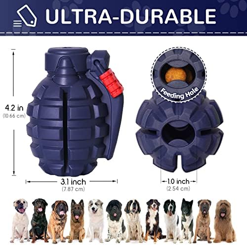 Dog Toys for Aggressive Chewers Large Breed, for German Shepherd, Indestructible Interactive Treat Dog Toys for Large Medium Breeds, Food Grade & Tough Rubber, Fun to Chew, Chase and Fetch (Blue)