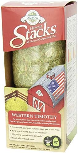 Oxbow Animal Health Harvest Hay Stacks, Western Timothy Hay, All Natural Hay for Rabbits, Guinea Pigs, Chinchillas, Hamsters & Gerbils, 35 oz