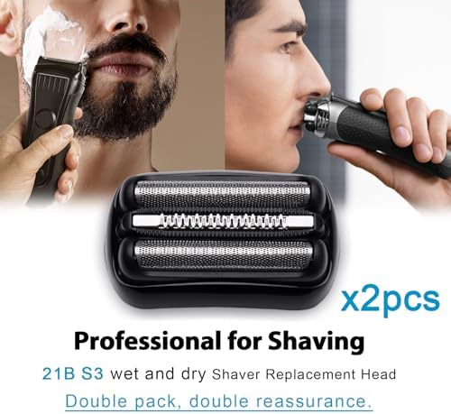 2Pack 21B S3 Electric Replacement Shaver Head Accessories for Series 3 Shaving Razor Head, Suitable for Braun S3 3040s 3000s 3050cc 3010s 3070cc 3080s 3090s 310s 3020s 330s 380s-4, 3090cc Etc