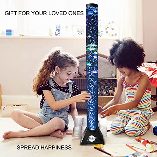 Brewish 4FT Sensory LED Water Bubble Fish Tube Floor Lamp with 20 Color Changing Light Effectsβ Fake Aquarium Tank Night Light and Gift for Kids, Autism, Men & Women - Remote Control & 12 Fishes